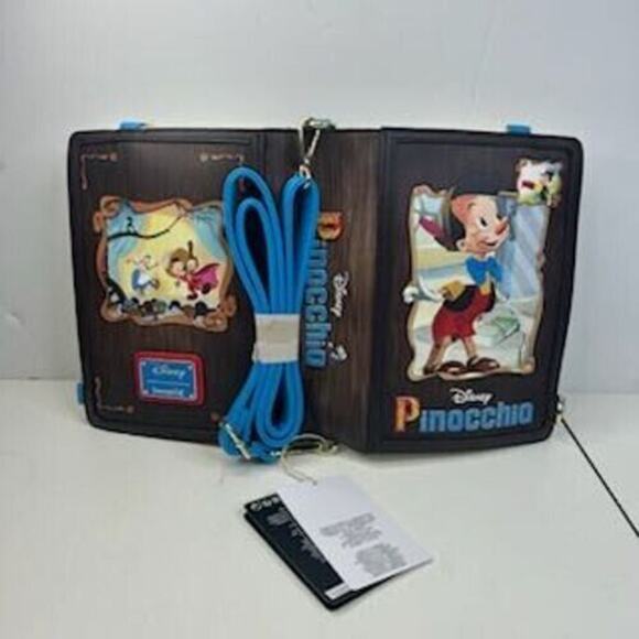 Loungefly Disney Pinocchio Story Book Convertable Backpack Crossbody Bag NWT - Picture 3 of 11
